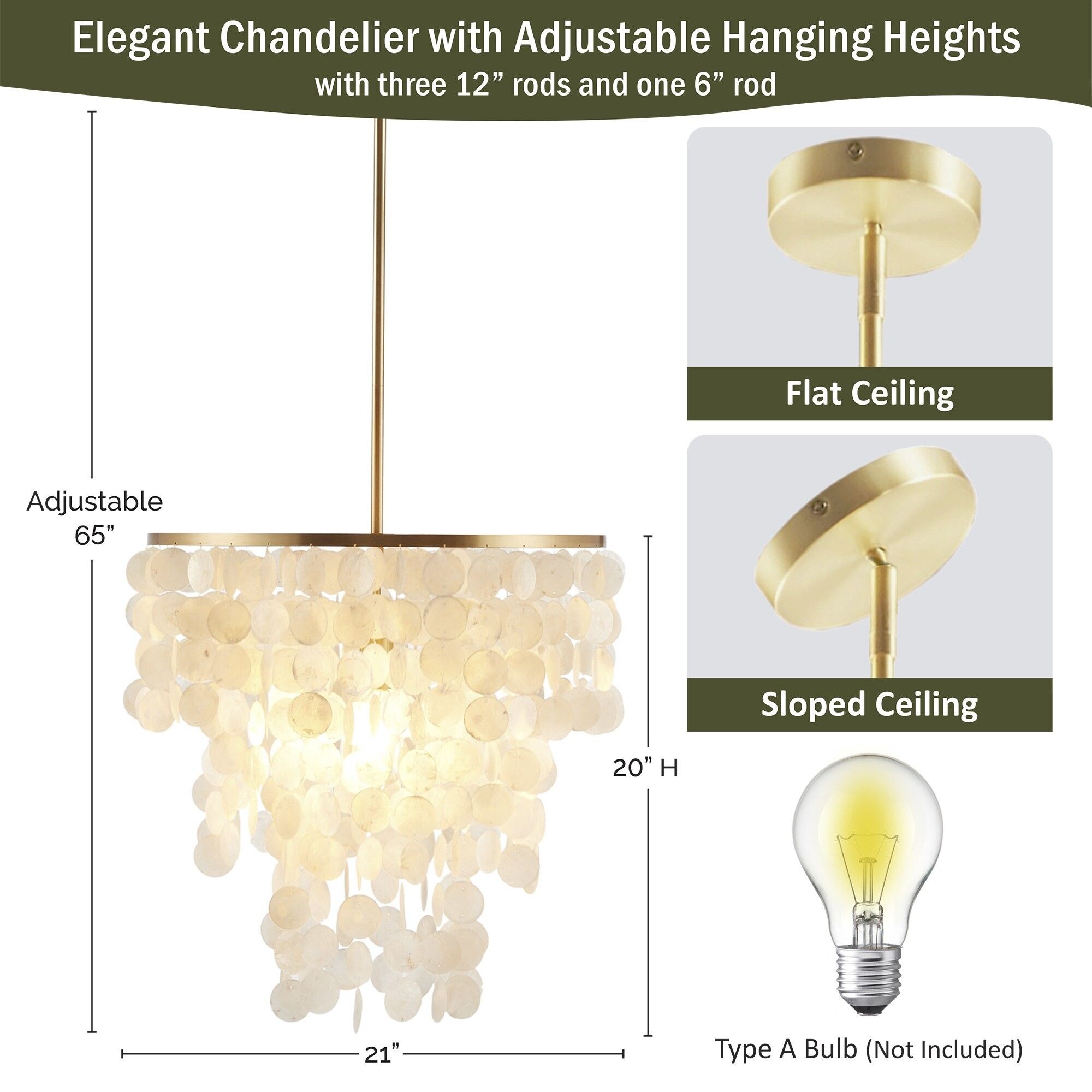 【お1人様1点限り】 INK+IVY Isla Dimmable Layered Capiz Chandelier - On Sale ジャケット・アウター